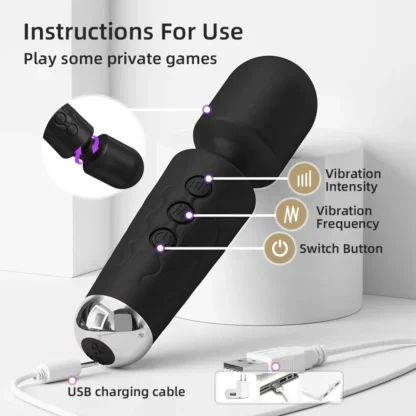 20-Speed Powerful AV Wand Vibrator for Women – G-Spot, Clitoral & Nipple Stimulator, Rechargeable Personal Massager for Female Pleasure - Image 4