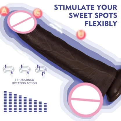 3-in-1 Realistic Black Dildo Vibrator for Women – Heating, Thrusting, Swinging Silicone Penis with Suction Cup, Vibrating Adult Sex Toy - Image 2