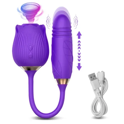 Rose-Licking Thrusting Vibrator – G-Spot, Clitoris & Nipple Stimulator for Women, Multi-Speed Adult Toy for Couples 18+ - Image 8