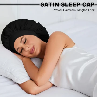Soft Satin Hair Cap for Sleeping – Double-Layered, Round Beanie Bonnet for Nighttime Haircare - Image 10
