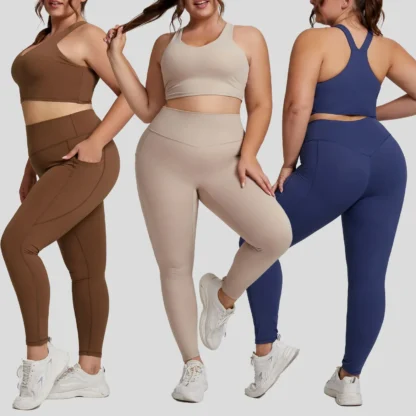 Plus Size Yoga Set for Women – 3XL Workout Outfit with Sports Bra & High-Waist Leggings | Super Stretch Activewear for Curvy Women