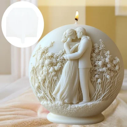 Embossed Couple Sphere Candle Mold – Silicone Mould for Wedding Decor, Resin, Gypsum & Wax – Male & Female Goddess Design - Image 2