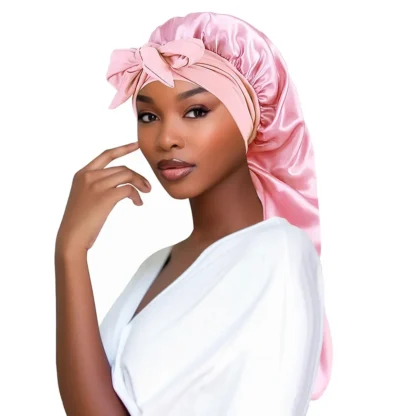 Soft Silky Long Satin Bonnet for Natural & Curly Hair – Extra Large Sleep Cap with Adjustable Tie for Women - Image 11