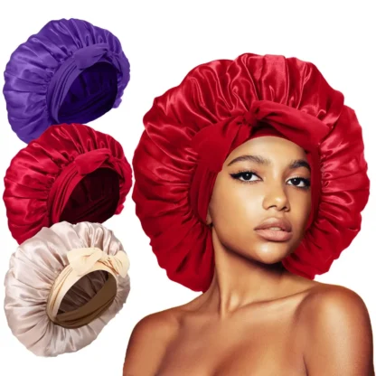 Elastic Sash Butterfly Knot Silk Headscarf Hat – Colorful, Breathable, All-Match Beauty Cap for Women - Image 2