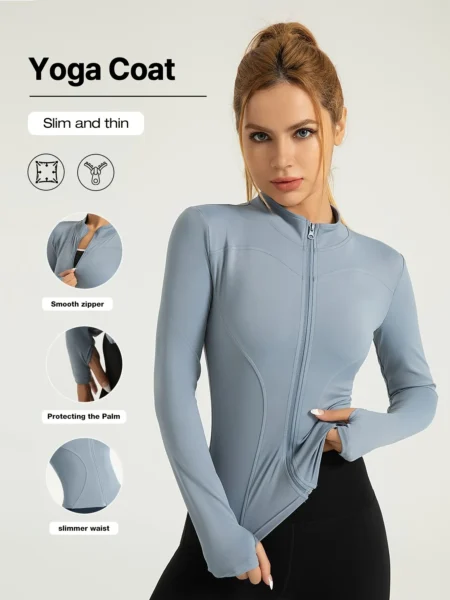 Slim Fit Women’s Sports Jacket – Moisture-Wicking Yoga Coat for Fitness & Running - Image 16