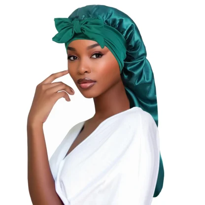 Soft Silky Long Satin Bonnet for Natural & Curly Hair – Extra Large Sleep Cap with Adjustable Tie for Women - Image 10