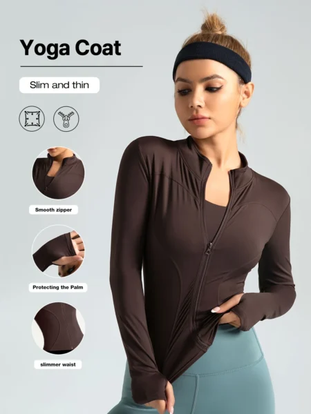 Slim Fit Women’s Sports Jacket – Moisture-Wicking Yoga Coat for Fitness & Running - Image 19