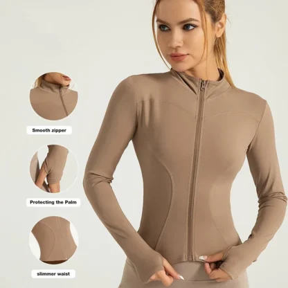 Slim Fit Women’s Sports Jacket – Moisture-Wicking Yoga Coat for Fitness & Running - Image 2