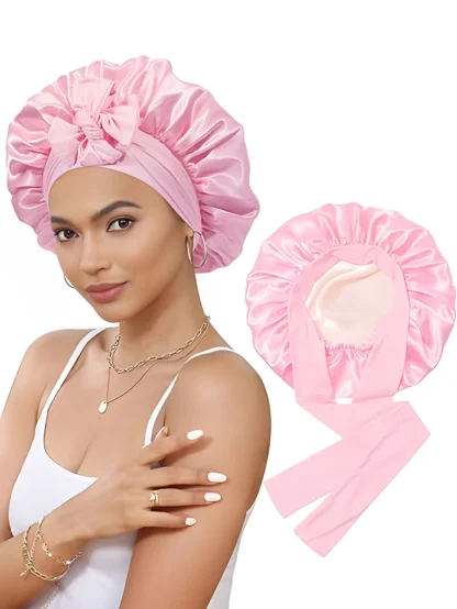 Soft Satin Hair Cap for Sleeping – Double-Layered, Round Beanie Bonnet for Nighttime Haircare - Image 8