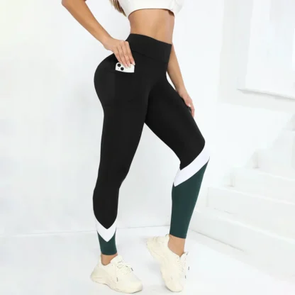 Colorblock High Waist Yoga Leggings for Women – Tummy Control Workout Pants | Stylish Gym & Fitness Leggings - Image 10