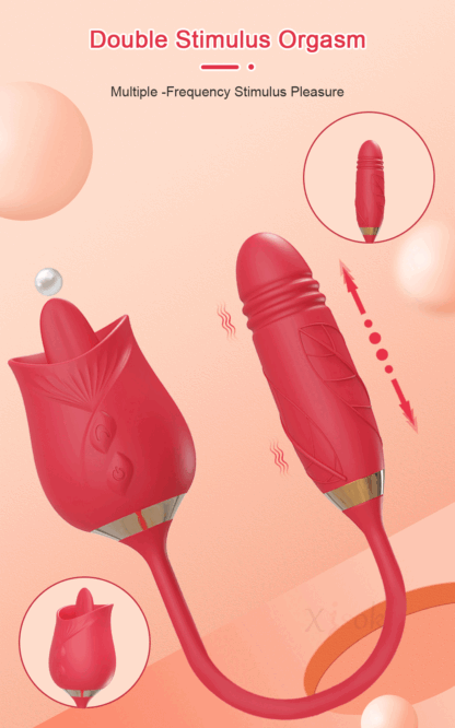 Rose-Licking Thrusting Vibrator – G-Spot, Clitoris & Nipple Stimulator for Women, Multi-Speed Adult Toy for Couples 18+ - Image 19