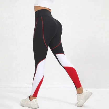 Colorblock High Waist Yoga Leggings for Women – Tummy Control Workout Pants | Stylish Gym & Fitness Leggings - Image 9