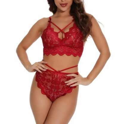 Sexy Lace Patchwork Suspender Bra Set – Oversized Thin Lingerie Set for Women - Image 2