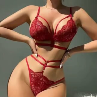 Valentine’s Day Sexy Lace Lingerie Set – 2-Piece Nighty Bra & Panty for Women