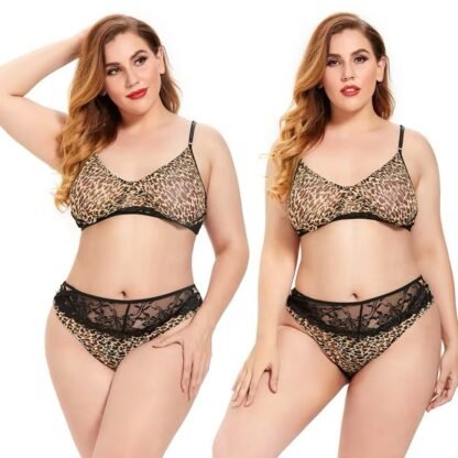 Plus Size Sheer Lace Lingerie Set – Sexy Translucent Bra & Briefs for Women - Image 5