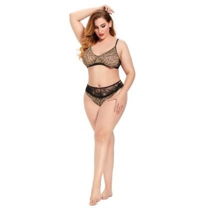 Plus Size Sheer Lace Lingerie Set – Sexy Translucent Bra & Briefs for Women - Image 4